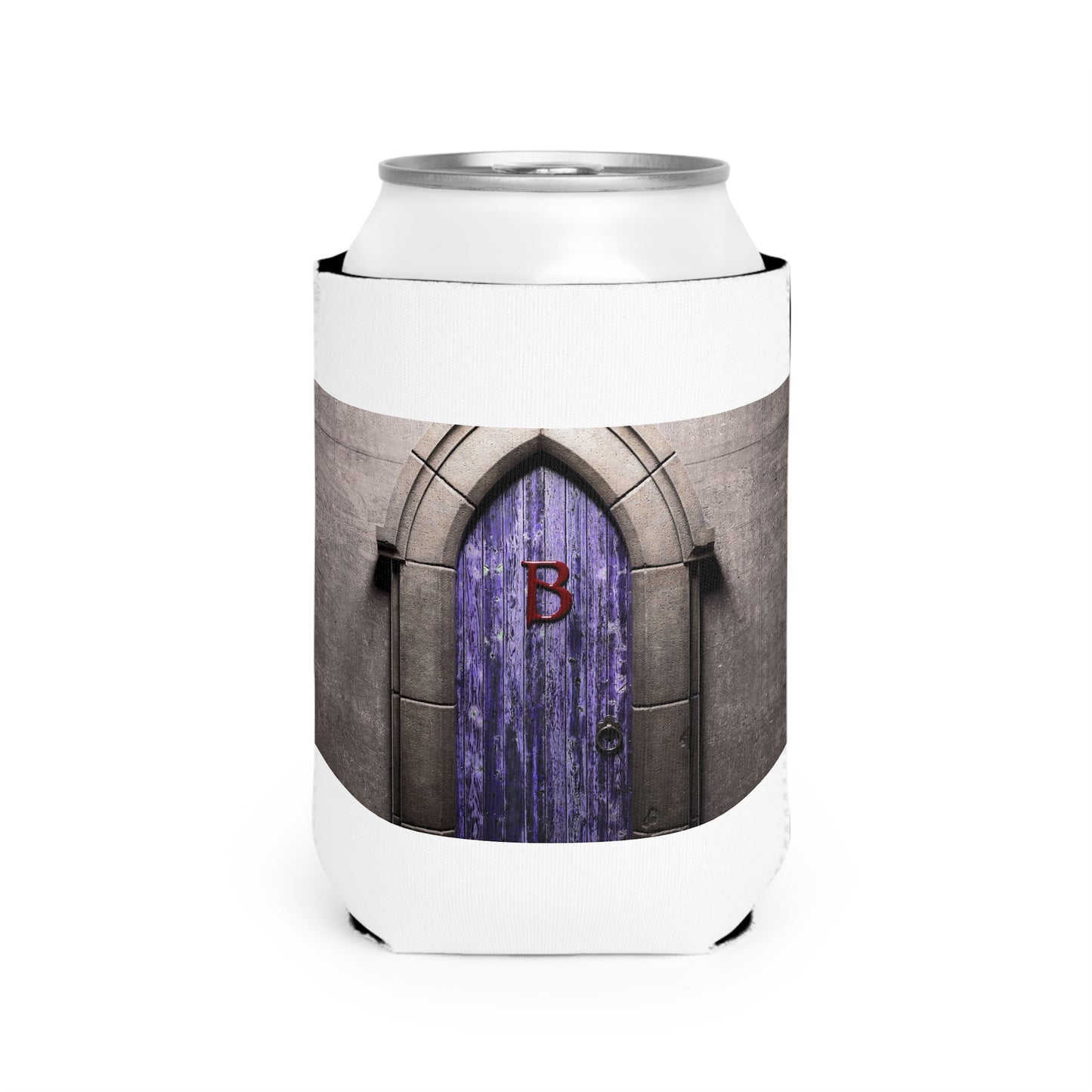 Mystical Door Can Cooler Sleeve, Gothic Drink Sleeve, Unique Gift for Halloween, Party Favor, Personalized Beverage Holder